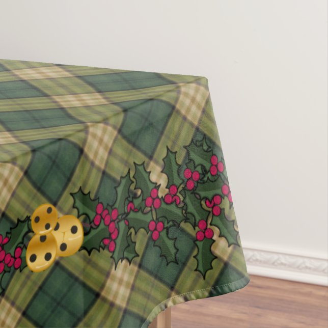 Christmas Tablecloth, Green Plaid 60 x 104 Tablecloth (In Situ)