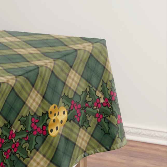 Christmas Tablecloth, Green Plaid 60 x 84 Tablecloth (In Situ)