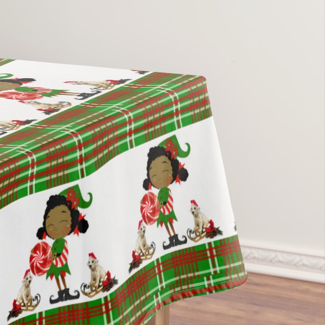 Christmas Tablecloth, Merry Christmas, African Elf Tablecloth (In Situ)