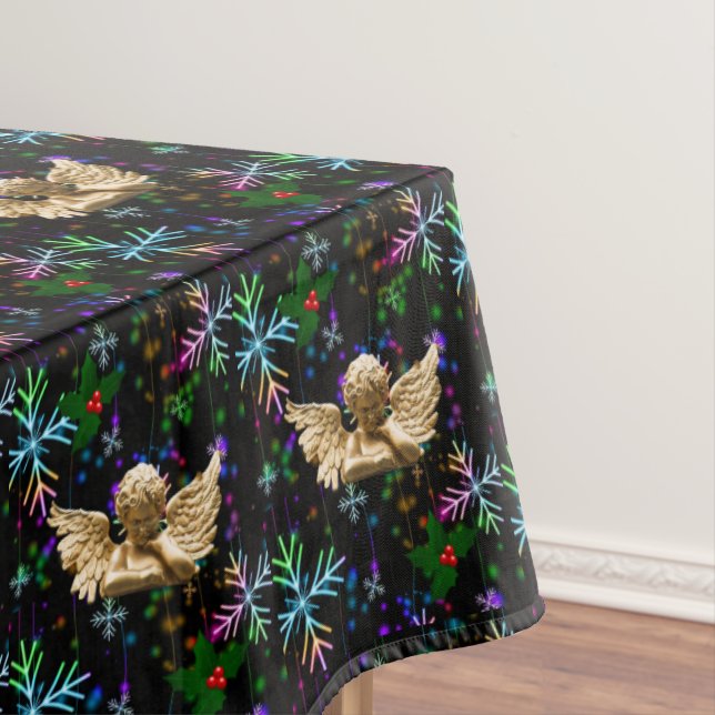 Christmas Tablecloth, Merry Christmas, Angel Tablecloth (In Situ)