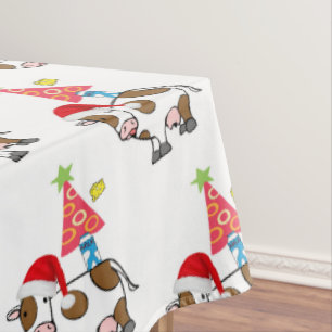 Christmas Tablecloth, Merry Christmas Cows Country Tablecloth