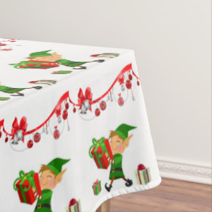 Christmas Tablecloth, Merry Christmas, Elf Tablecloth