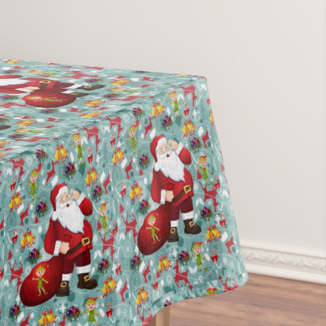 Christmas Tablecloth, Merry Christmas, Santa Tablecloth (In Situ)