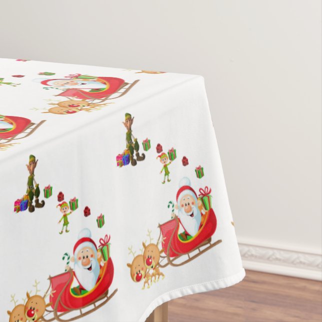Christmas Tablecloth, Merry Christmas, Santa Tablecloth (In Situ)