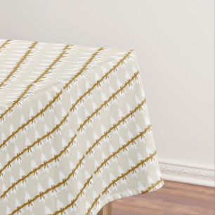 Christmas Tablecloth, Merry Christmas Trees Bows  Tablecloth