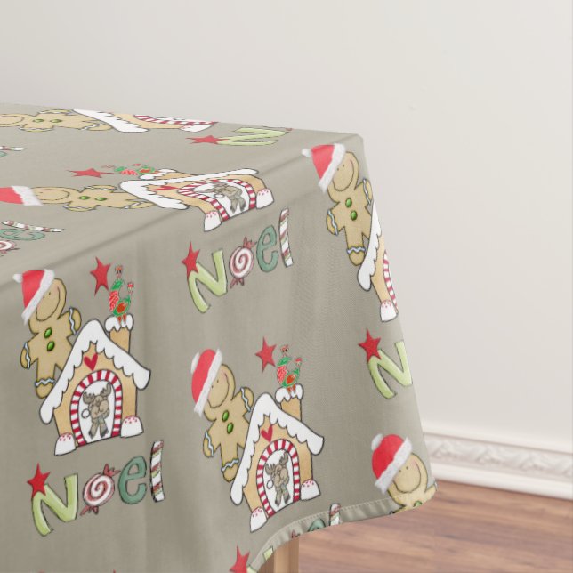 Christmas Tablecloth, Noel, Gingerbread Man Tablecloth (In Situ)