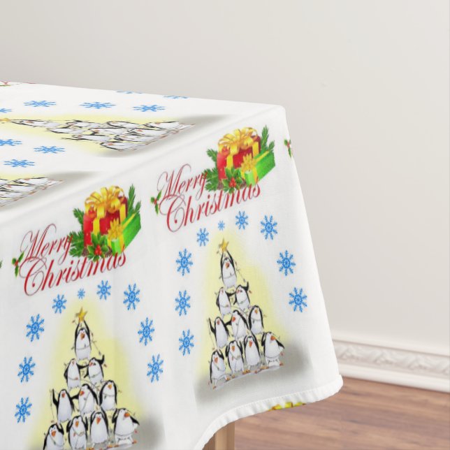 Christmas Tablecloth, Penguin Tablecloth (In Situ)