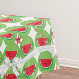 Christmas Tablecloth, Pineapples  White Bow Tablecloth