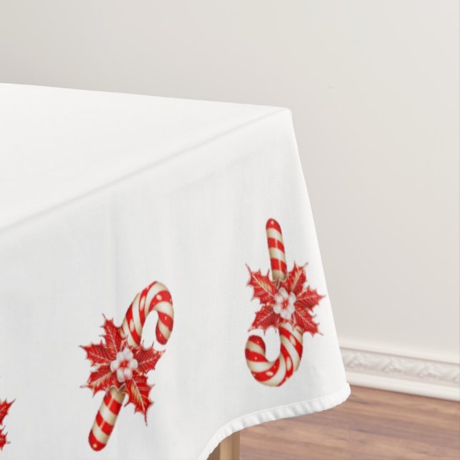 Christmas Tablecloth, Red & White Candycane Tablecloth (In Situ)
