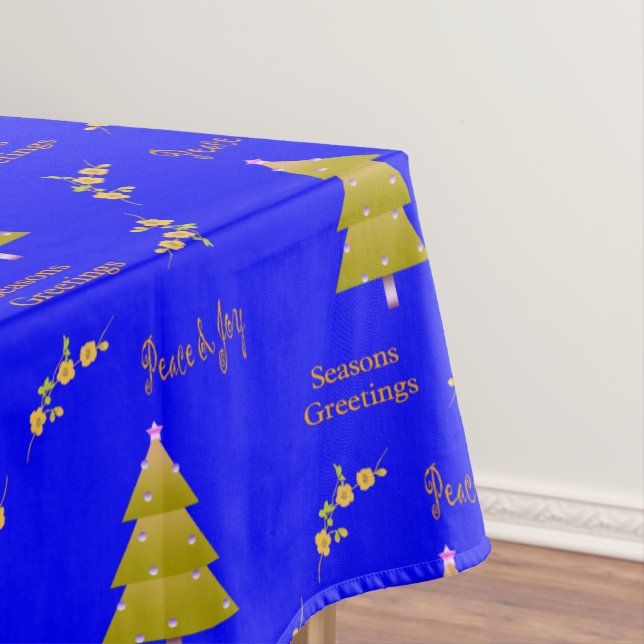 Christmas Tablecloth, Seasons Greeting Peace & Joy Tablecloth (In Situ)