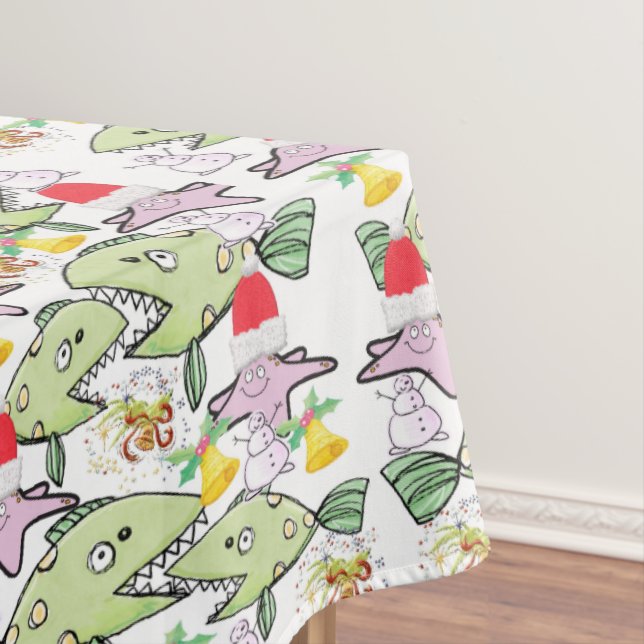 Christmas Tablecloth, Shark Snowman  Tablecloth (In Situ)