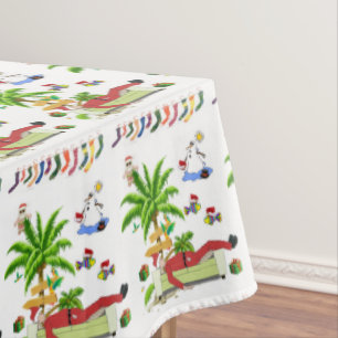 Christmas Tablecloth, Summer Beach Santa Tablecloth