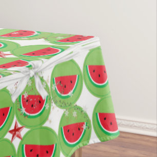 Christmas Tablecloth, Watermelon White Bow Tablecloth