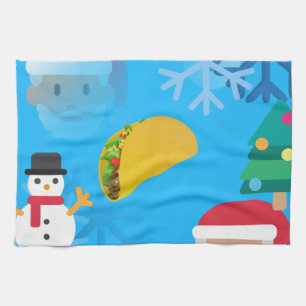 christmas taco emoji tea towel
