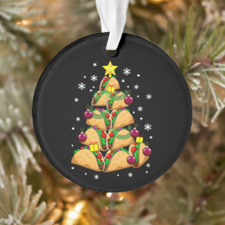 Christmas Taco Tree Ornaments Snow Holiday Xmas