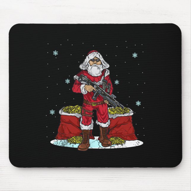 Christmas Tactical Santa Claus 2nd Amendment Gun R Mouse Pad (Front)