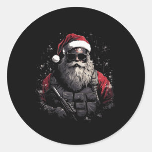 Christmas Tactical Santa Xmas Gift Idea Classic Round Sticker