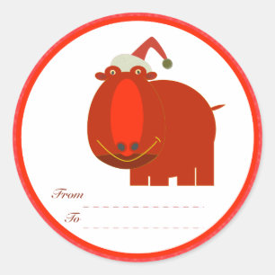 Christmas Tags: Hippo Classic Round Sticker
