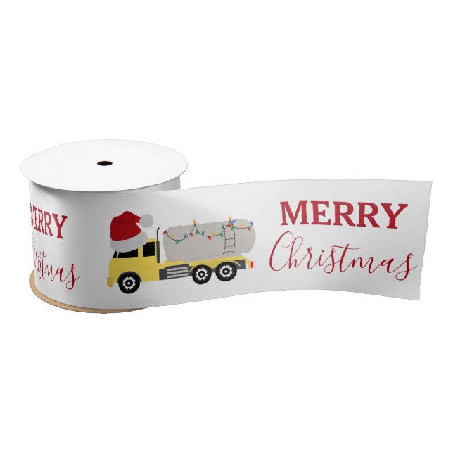 Christmas Tanker Truck Transportation Trucks Satin Ribbon (Spool)