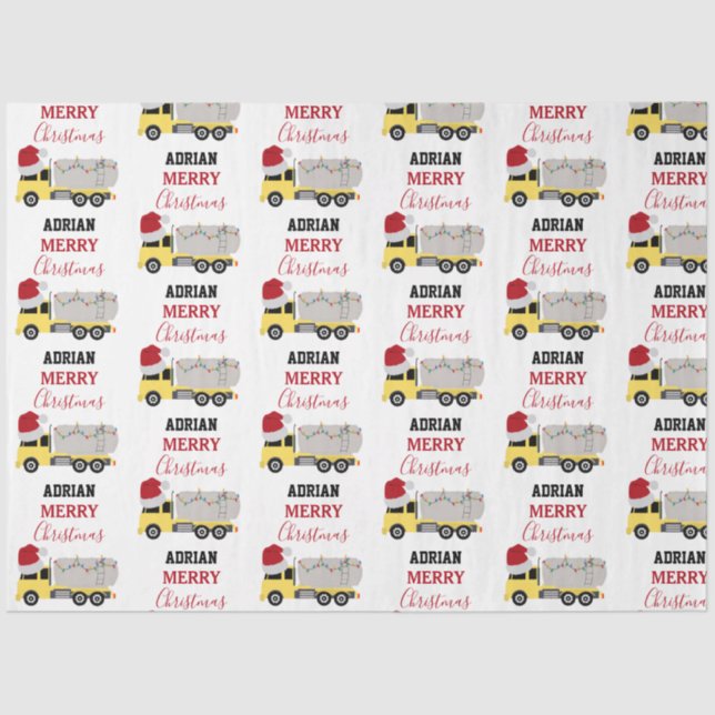 Christmas Tanker Truck Transportation Trucks Tissue Paper (Front)