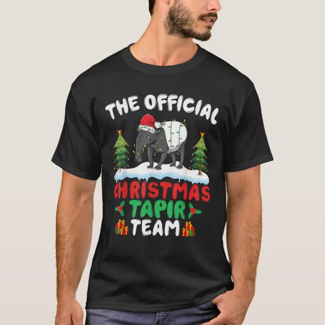 Christmas Tapir Team Tapir Wearing Santa Hat Xmas  T-Shirt (Front)