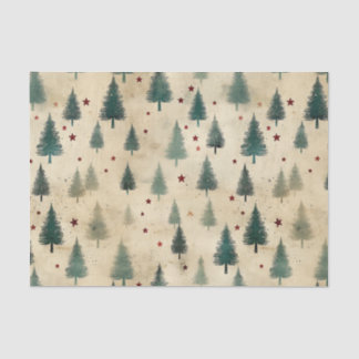 Christmas Tartan and Trees Seamless Tissue Paper