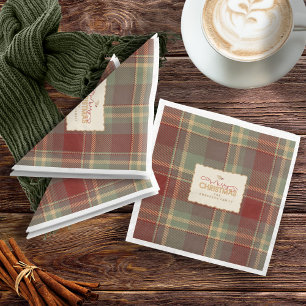 Christmas Tartan Brick Red Green ID1141A Napkin