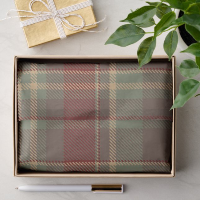 Christmas Tartan Brick Red Green ID1141A Tissue Paper (Gift)