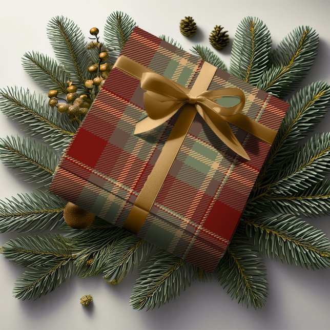 Christmas Tartan Brick Red Green ID1141A Wrapping Paper (Creator Uploaded)