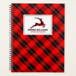 Christmas tartan & Christmas deer Planner<br><div class="desc">Christmas tartan in black and red with Christmas deer tartan silhouette,  customisable Christmas planner notes.</div>