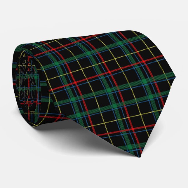 Christmas Tartan Green Black Red  Tie (Rolled)