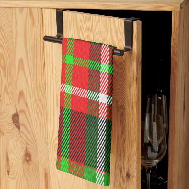 Christmas Tartan Pattern Tea Towel (Thirds Fold)