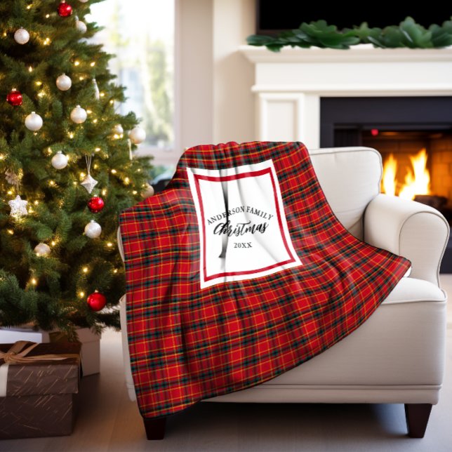 Christmas Tartan Plaid Family Name Year Sherpa Blanket (Creator Uploaded)