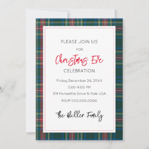 Christmas Tartan Plaid Festive Holiday Party  Invitation