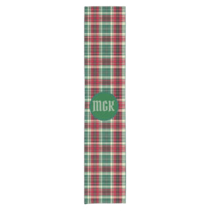 Christmas Tartan Plaid Table Runner with Monogram