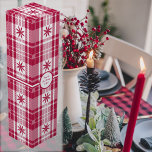 Christmas Tartan - Red and White with Poinsettia Wine Box<br><div class="desc">Christmas tartan in red and white with poinsettias. Other tartan colorways available without the flower.</div>