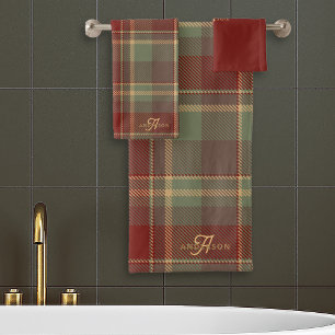 Christmas Tartan Red Green ID1141A Bath Towel Set