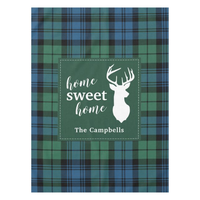 Christmas Tartan Sweet Home Clan Campbell Plaid Tablecloth (Front)