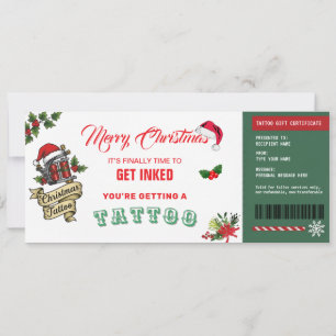 Christmas Tattoo Gift Certificate Card Voucher