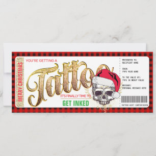 Christmas Tattoo Gift Certificate Card Voucher