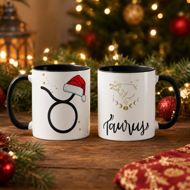 Christmas Taurus Zodiac Santa Hat Mug (Creator Uploaded)