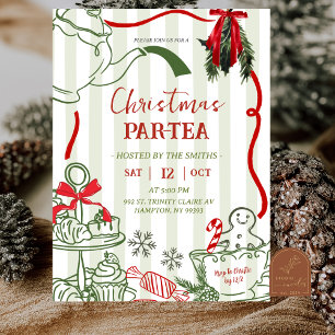 Christmas Tea Party Scribble Hand Drawn Invitation