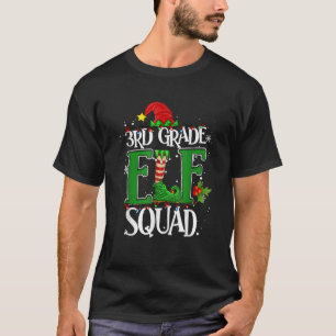Christmas Teacher 3rd Grade Elf Squad Xmas Lights  T-Shirt