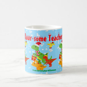 Christmas Teacher Appreciation Kids Dinosaur Coffee Mug