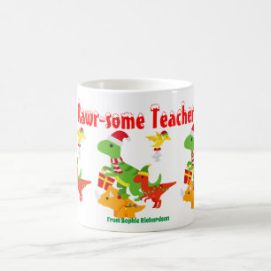 Christmas Teacher Appreciation Kids Dinosaur Coffee Mug
