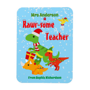 Christmas Teacher Appreciation Kids Dinosaur Magnet