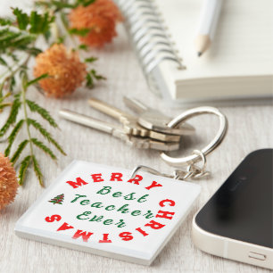 Christmas Teacher Appreciation Quote Typography Key Ring