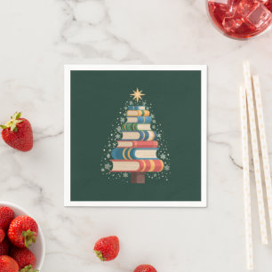 Christmas Teacher Books Tree Xmas Reading Holiday Napkin