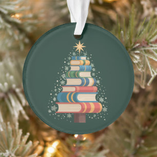Christmas Teacher Books Tree Xmas Reading Holiday Ornament