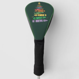 Christmas Teacher Crayon Tree Cute Xmas Lights Golf Head Cover